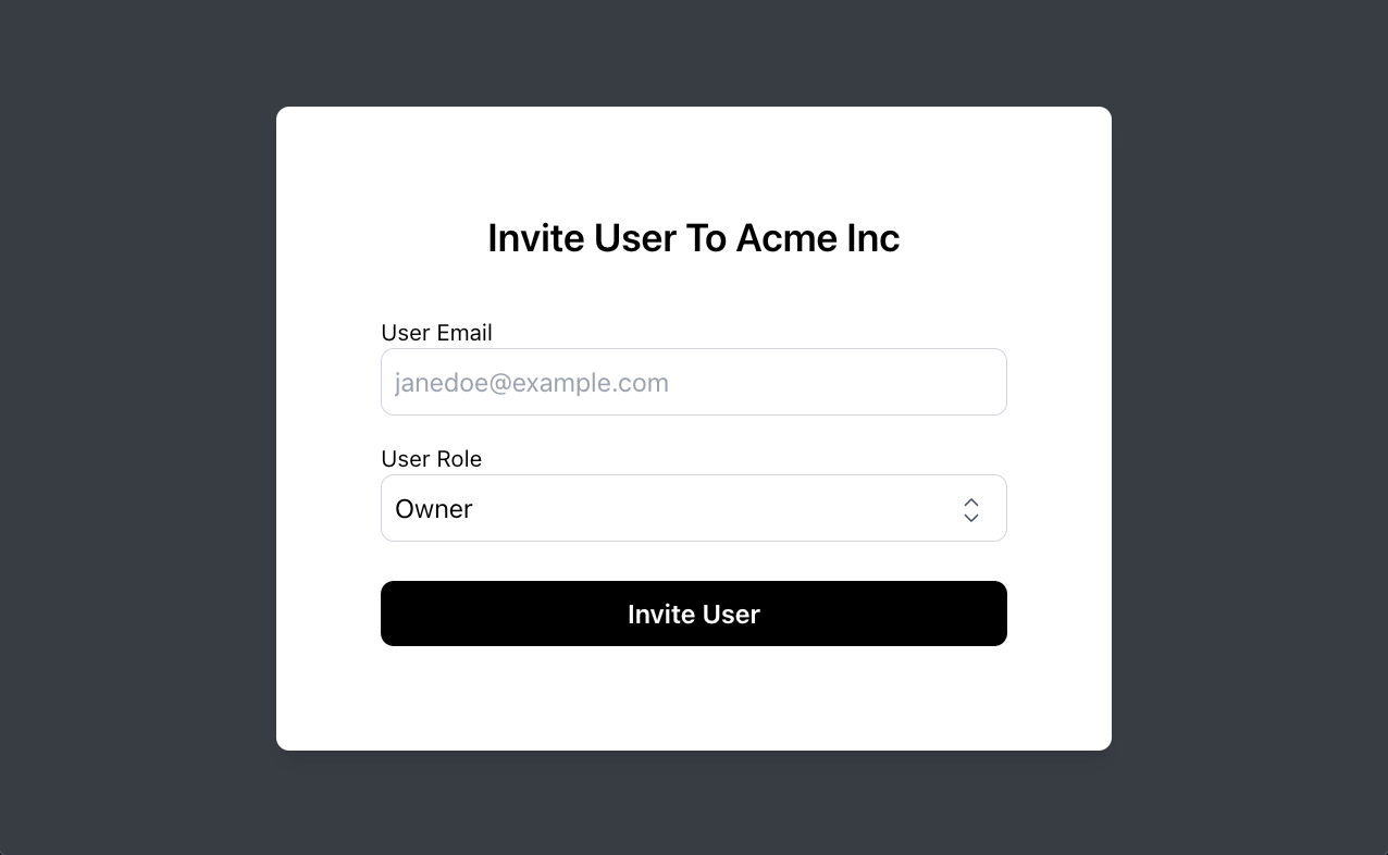 Build a form to allow users to invite other users to join their organizations.